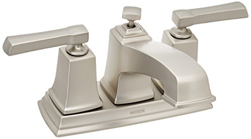 Moen WS84800SRN Boardwalk Two-Handle Low Arc Bathroom Faucet, Spot Resist Brushed Nickel