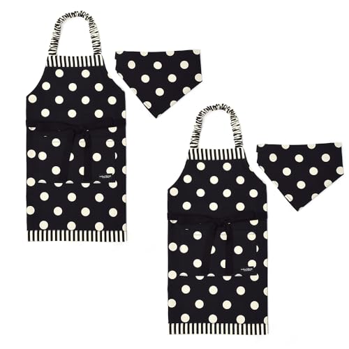COLORFUL CANDY STYLE decor PolkaDot エプロン 100-120サイズ polka dot large(twill・black)×narrow stripe(twill・black) 2枚セット 女の子 かわいい 子供用 子