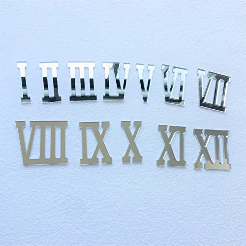NUO RUI 12 números acrílicos con espejo romano para un reloj de pared (espejo plateado)