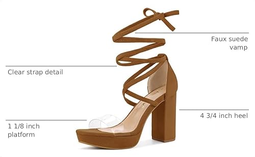 Allegra K Allegra K Women's Clear Platform Lace Up Chunky Heels Brown Sandals 8.5 M US