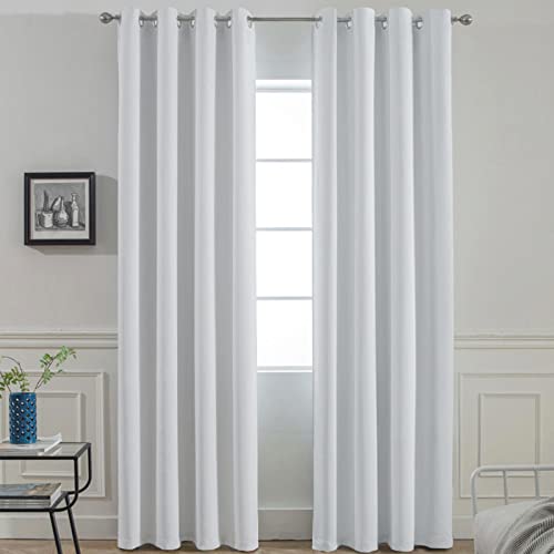 Yakamok Greyish White Curtains for Bedroom,Grommet Thermal Insulated Room Darkening Curtains for Living Room,52W x 84L,2 Panels
