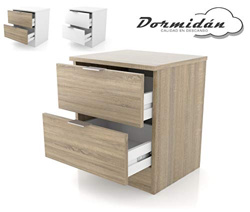 Dormidan- Mesita de Noche 2 cajones, Medidas 40,5 x 47 x 35 cm (Roble) …