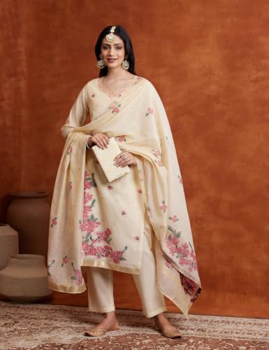Image of Amazon Brand - Myx Women's Jaquard Embroidered Kurta Set With Dupatta | Salwar Suit Set (Available In Plus Sizes)