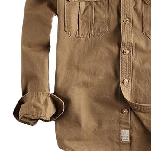 Men's Vintage Distressed Denim Shirts Cotton Casual Lightweight Trucker Jean Jacket Long Sleeve Button-Down Shirt4