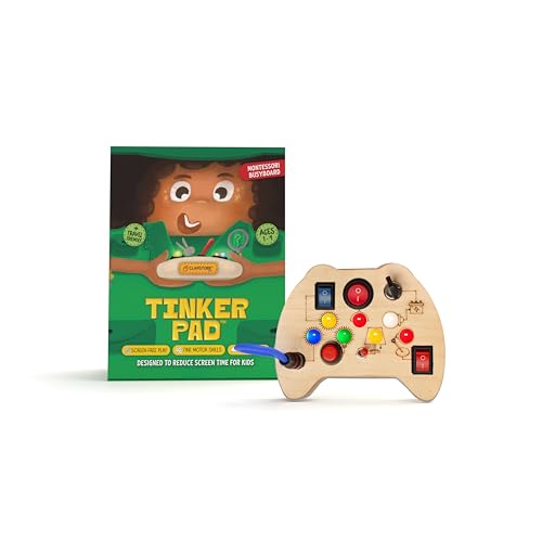 Clapstore Toys Busy Board Game Pad V2 with Led Light,Sensory Toys for Toddlers,Kids,Montessori Toys with Toggle Switch,Travel Toys for Educational Activities for 1-6 Year Old Boys & Girls,Beige