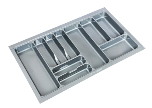 Image of Heavy PVC Cutlery Tray, Modular Kitchen Basket Storage Organizer, Stylish Cosmetics Tray (32.5x19 Inch) - Polyvinyl Chloride, Grey