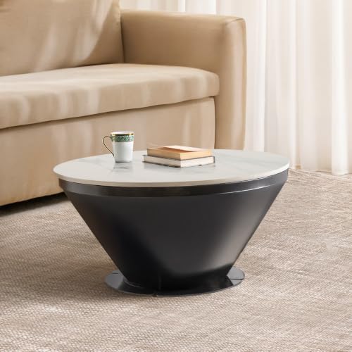 Image of Wakefit Espresso Big Coffee Table I Marble Finish I Vitrified Tile Top I Alaska White