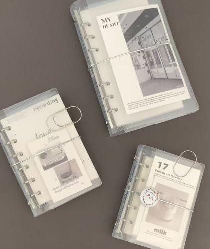 Image of Clear A7 Binder (6-Ring), 4.1 inch x 5.9 inch Mini Pocket-Sized Refillable Notebook Cover, Transparent Plastic Flip Flap Folder for Travel, Budget,Reading Bookish