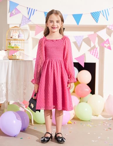 Image of Arshiner Girl Tulle Dress Winter Long Sleeve Teen Girls Party Casual Dresses 5-14Y