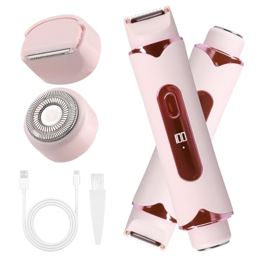 Rasoir Electrique Femme 2 en 1, LCD Tondeuse Femme Intime, Épilateur Visage Femmes, Rasoir Femmes Maillot pour Bikini Visage Aisselles Sensible Jambes...