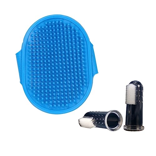 Spazzola per cani e gatti, spazzola a guanto in silicone morbido per cani e conigli, spazzola a guanto 3 in 1 (viene fornita con 2 spazzolini per animali)