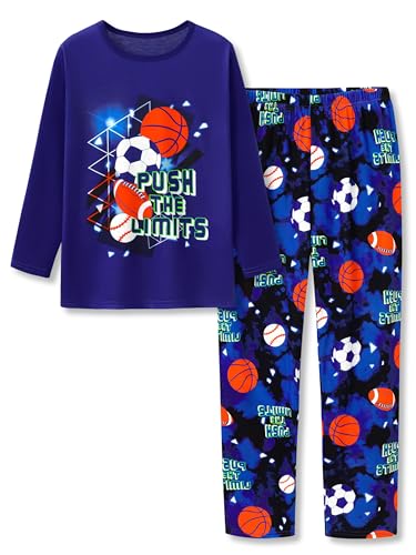 Image of Tebbis Boys Comfy Trendy Print Long Sleeve & Pants Pajama Set Sizes 6-18