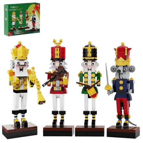 Christmas Nutcracker Building Kits, Xmas Nutcracker King and Soldier Building Sets,Contain Trumpeter Drummer Violinist and Commander, Compatible for Lego, Collectible Nutcracker Model (697 PCS)