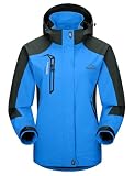 [Gopune] アウトドアジャケット レディース マウンテンパーカー 登山ウェア ハイキング トレッキング 防風 通気 フード付 秋冬用（ブルー S）