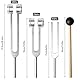 Asfrode Stimmgabel Therapie, 128 256 512Hz Stimmgabel Neurologie Aluminiumlegierung Stimmgabeln Hammer Set Angebot Genaue Frequenzgang mit Silikonhammer für Chakra- Klang- Therapie Anti-Stress