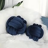 7UYUU Soft Knot Pillow Ball, Decorative Short Plush Knot Throw Pillow Large Round Bed Sofa Back Knot Velvet Pillow Cushion Small Knot Pillow for Baby (Dark Blue, Large 11 Inches)
