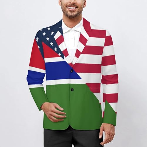 U.S. and Gambia Flag Men's Slim Suit Long-Sleeve Prom Tuxedo Classic Two Button Business Jacket2