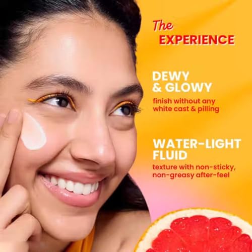 Image of Vitamin C + E Super Bright Sunscreen Spf 50 | Water-Light,UVA /UVB & Blue Light Protection | For Even Toned & Glowing Skin|With Liquid Spf 50+++ | For All Skin Types | 50G (1)