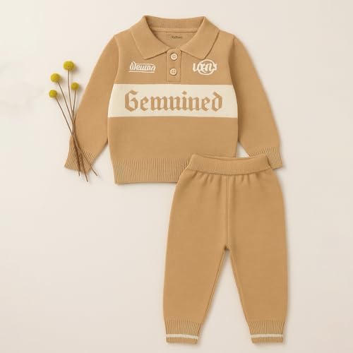 Image of Kidbea Premium Organic Cotton Winter Knitwear Set for Baby Boys | Soft Warm Pullover Sweater & Pant | Classy Comfort Outfit for Infants kids