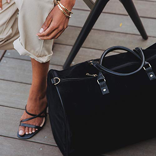 Lulu Dharma Suede Weekender Bags for Women (20L x 14H x 10W Inches) Luxury Suede Travel Duffle Bag with Vegan Leather Handles - Carry-On Luggage with Durable Zipper and Shoulder Strap