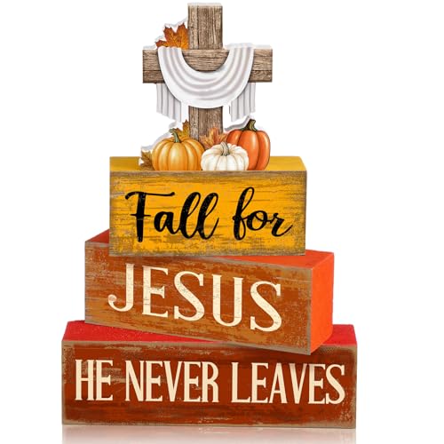 Fall for Jesus Wooden Stacked Sign