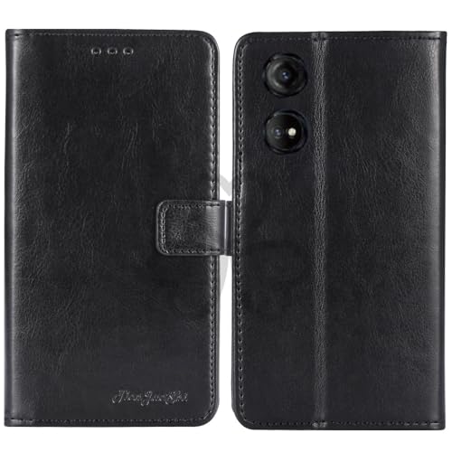 TienJueShi Noir Flip Retro Support à Rabat Cuir Housse Coque Étui Cas Couverture Protecteur Case Portefeuille Cover pour Logicom Smart Pro 6.74 inch