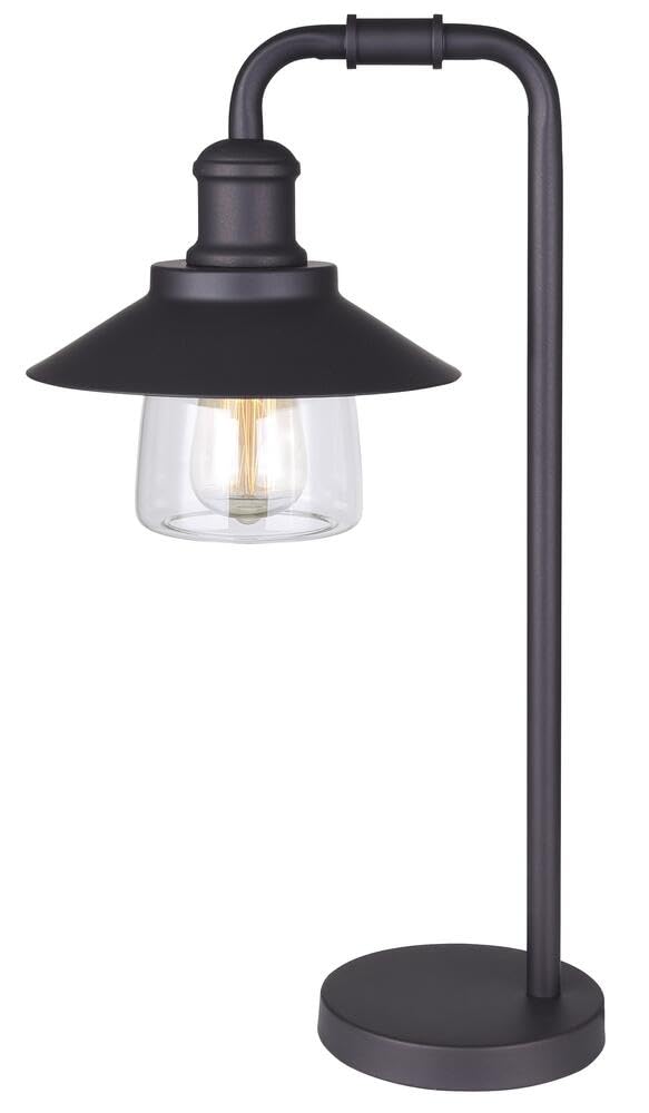 Canarm Luxton Series, Model ITL465B22ORB-M - Elegant 1-Light Table Lamp, Clear Glass, Includes 60W Vintage ST64 Bulb, Easy On/Off Cord Switch, Dimensions: 9" W x 22.5" H x 12.25" D