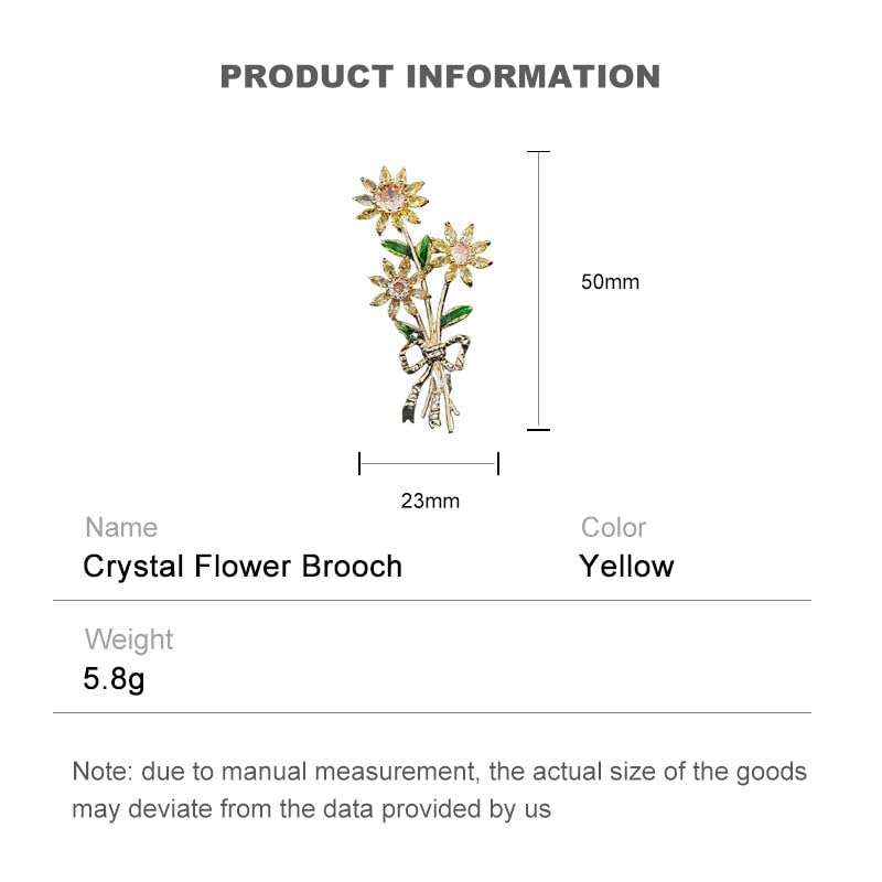 Image of 14K Gold Daisy Brooch with Crystal Inlay - Bright Bouquet Flower Crystal Brooch,Ideal Gift for Her on Special Occasions