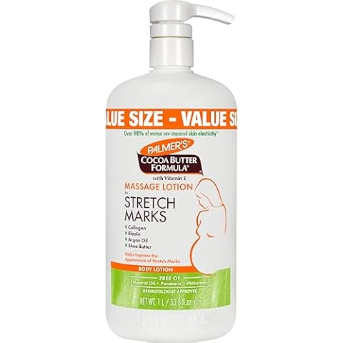 Palmer's Cocoa Butter Formula Massage Lotion For Stretch Marks, Pregnancy Skin Care, Belly Cream with Collagen, Elastin, Argan OIl and Shea Butter, 33.8 Ounces Cover