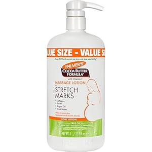 Palmer’s Cocoa Butter Formula Massage Lotion For Stretch Marks, Pregnancy Skin Care, Belly Cream with Collagen, Elastin, Argan OIl and Shea Butter, 33.8 Ounces