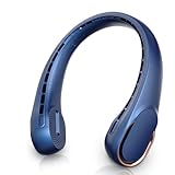 ASNUG Neck Fan, Bladeless Neck Fan, USB Rechargeable Personal Fan, 4000 mAh Battery Operated Neck Fan, 3 Speeds Adjustable,Faster Cooling, Ultra Quiet, Suitable for Home, Office, Travel, Sports,Navy