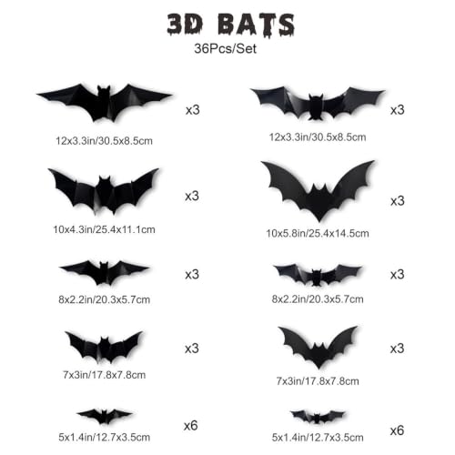 Chauves-souris 3D noires LED pour une déco d'Halloween effrayante - 8
