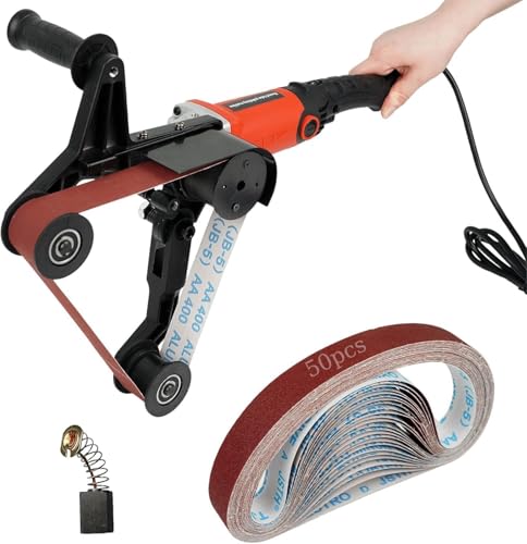 Pipe Tube Polisher Sander 6-Speed Tube Polisher 110V 800W Pipe Belt Sander with 50 Pcs Sanding Belts for Finishing Polishing Rust Removal