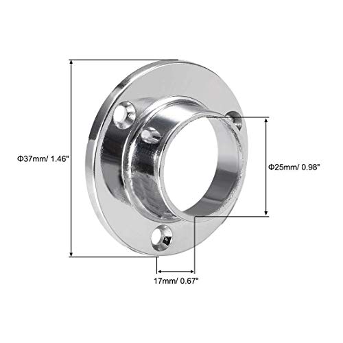 Socket End Support, 4PCS Wardrobe Rail Rod Round Tube End Flange Sockets Zinc Alloy For Display Stands/25mm - Image 2
