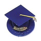 Blue Graduation Cap Hat Cake Topper Cupcake Candy Cookie Decorations