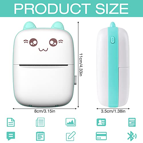 AVCXEC Mini Drucker für Smartphone, Taschendrucker, Pocket Thermofotodrucker, Mobiler Fotodrucker mit 13 Rollen Druckerpapie 6 Stifte Kompatibel mit Android, iOS System APP für Lernhilfe Journal Reise – Bild 3