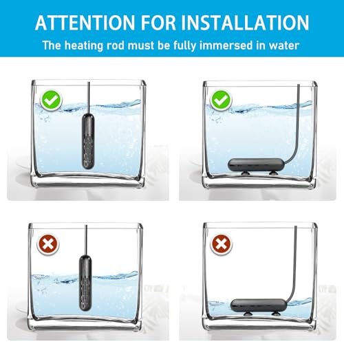 YukiHalu Small Aquarium Heater 25/50/100/150W with Protective Cover, Mini Fish Tank Heater, External Controller, Temperature Adjustable, Digital Display, Used for 5/10/20/30 Gallons (100W-20Gallon) - Thumbnail 7