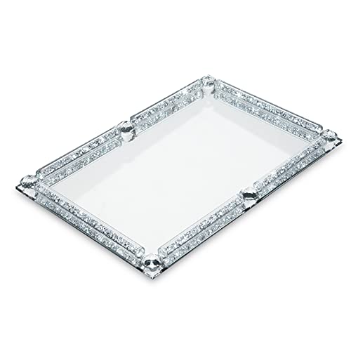 Plateau rectangulaire décoratif en verre miroir avec diamant écrasé pour fruits, décoration d'intérieur, fête, hôtel, banquet Cover