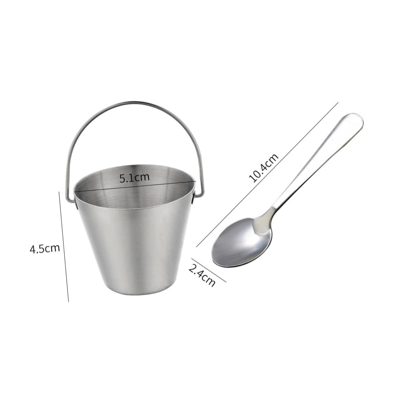 Cabilock 1 Set Stainless Steel Egg Bucket Boiled Steamed Egg Holder with Spoon for Teppanyaki Dining Table Use Housewarming present