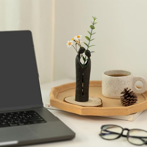 Sziqiqi Ijzer 6e Verjaardagscadeau voor Haar - Romantisch paar Standbeeld Metalen Liefde Sculptuur Decoratieve Zwarte Abstracte Kleine Beeldjes Decoratie voor Vrouwen Vrouw Vriend Vriendin Hem - Afbeelding 3