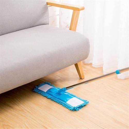 Image of Microfiber Flat Floor Mop | Steel Rod Long Handle Wet & Dry Cleaning Pocha | Tile, Marble & Wooden Floor Cleaner | घर की फर्श सफाई के लिए पोछा