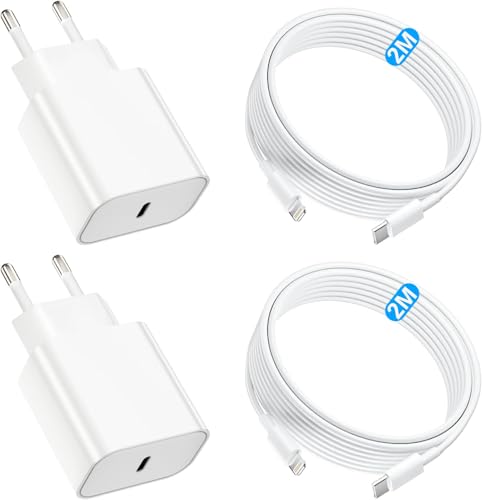 2Pack 20W Schnellladegerät,USB C Ladegerät mit Phone ladekabel ightning 2M, Schnellladekabel for Phone 14/13/ 12/11/ X/XR
