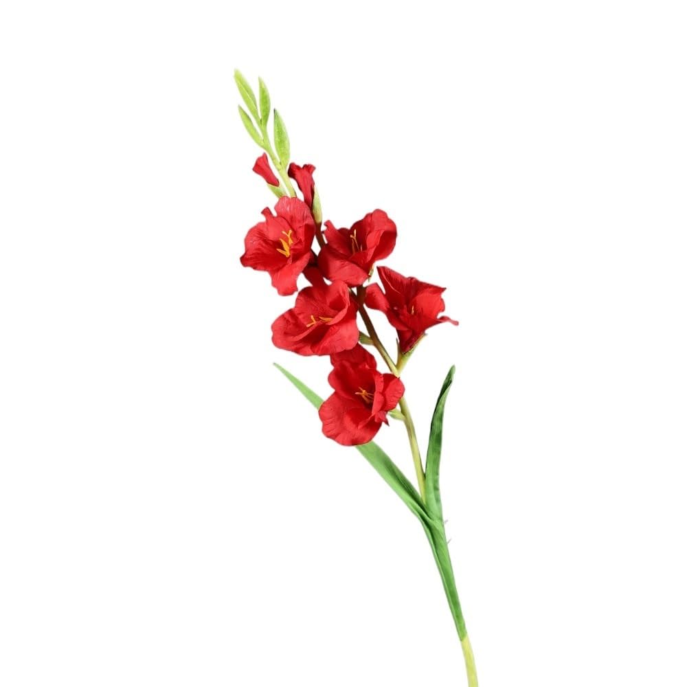 Huffa Red Artificial Taro Gladiolus Flowers - Elegant Wedding And Living Room Floral Arrangement(Red)