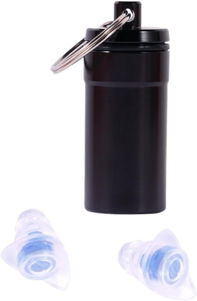 Blue Silicone Filter Earplugs Pair Reusable Hearing Protection for Bars | Noise Reduction, Washable Design, Portable Bottle Included, Suited for Rock Settings and Music Listening