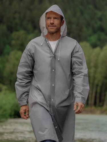 Extra Long EVA Rain Ponchos for Emergency Use, Clear Grey3