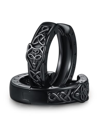 Black Earrings 925 Sterling Silver Black Hoop Earring Jewelry Gifts for Men