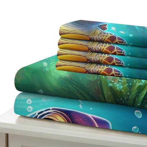Parure de lit imprimé 3D océan avec housse de couette microfibre hypoallergénique