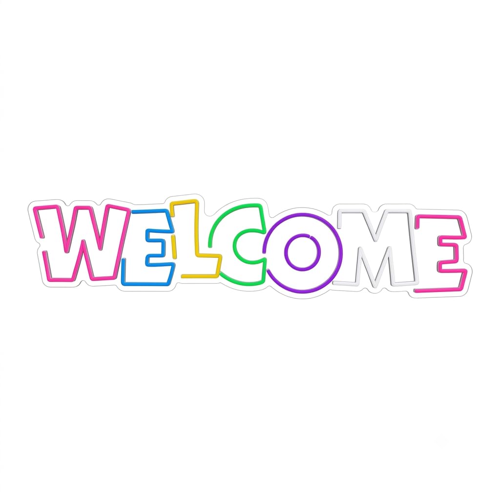 Letrero de Neón LED WELCOME Cartel Luminoso DecorativoAPROXIMADAMENTE 90CM CM ALIMENTADOR 12 V