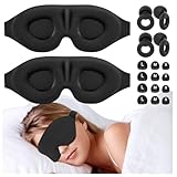 Kit 2pzs Antifaz para Dormir y 2 Pares Tapones Auditivos para Oidos,Sleep Mask 3D,360° De Oscurecimiento, Reducción de...