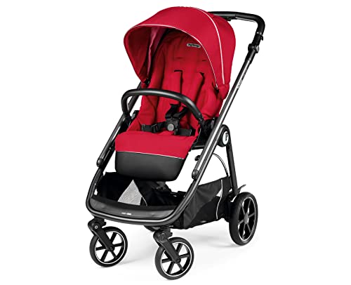 Peg Perego Veloce - Compact Full Featured Lightweight Stroller - Compatible with All Primo Viaggio 4-35 Infant Car Seats - Made in Italy - Red Shine (Red &amp; Silver Accents)